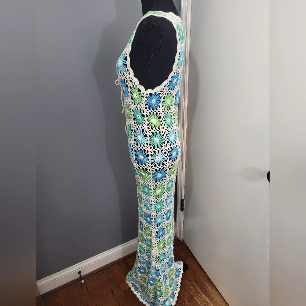 Show Me Your Mumu Vacay Tank Floral Crochet Maxi Dress Cover Up - Picture 5 of 8
